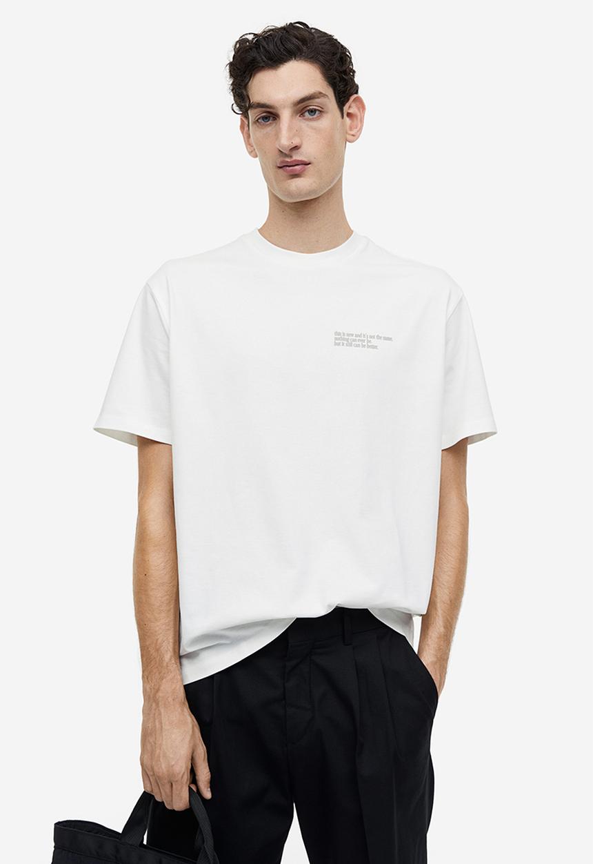 H&M - Relaxed fit printed t-shirt - white, multi