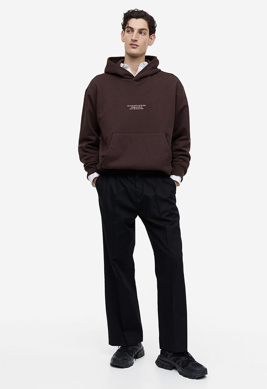 H&M - Loose fit printed hoodie - brown, multi