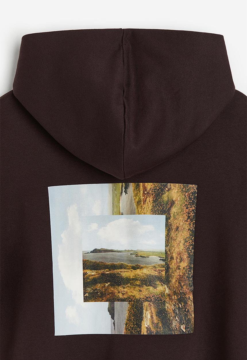 H&M - Loose fit printed hoodie - brown, multi