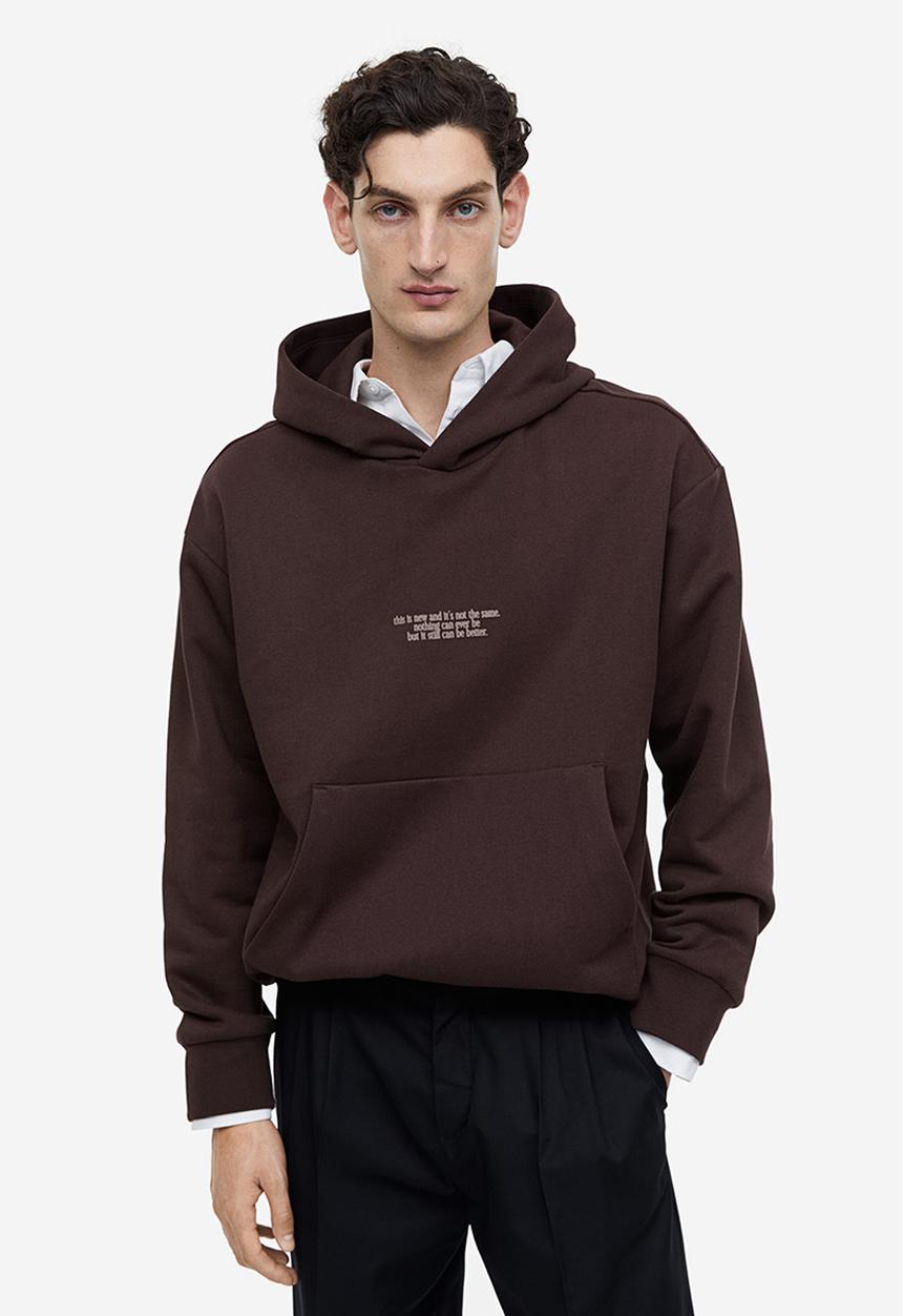 H&M - Loose fit printed hoodie - brown, multi