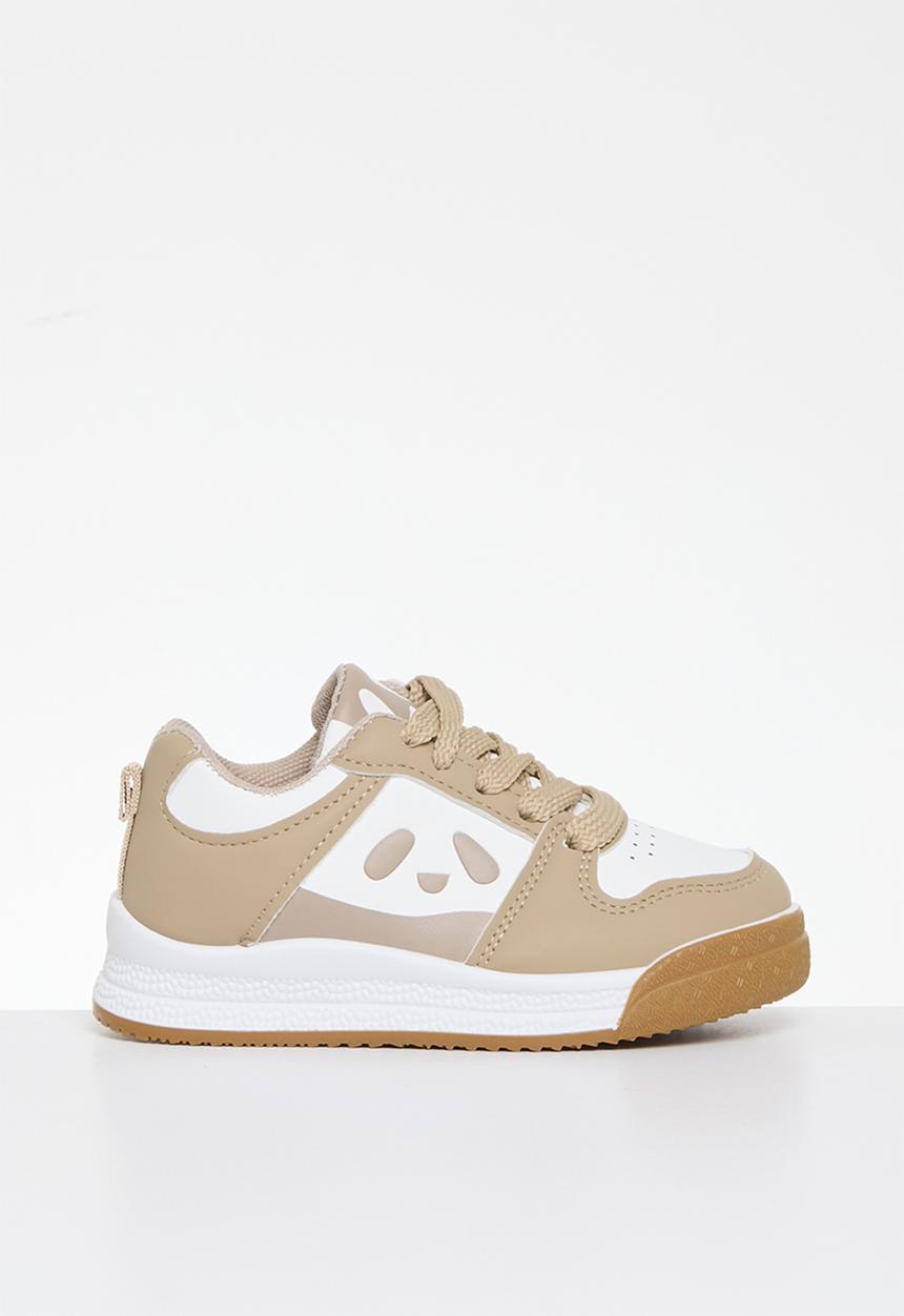 Pop Candy - Lace up sneakers - beige & white