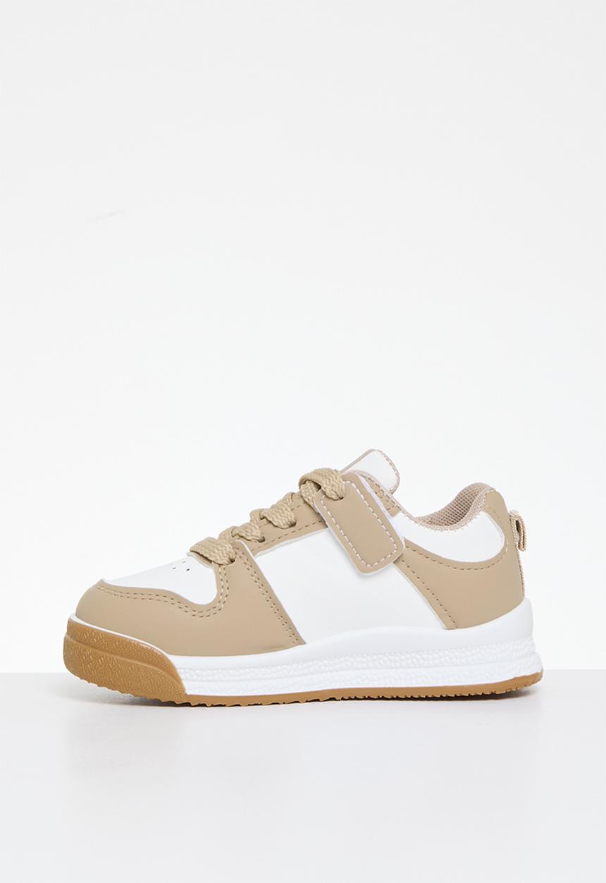 Pop Candy - Lace up sneakers - beige & white