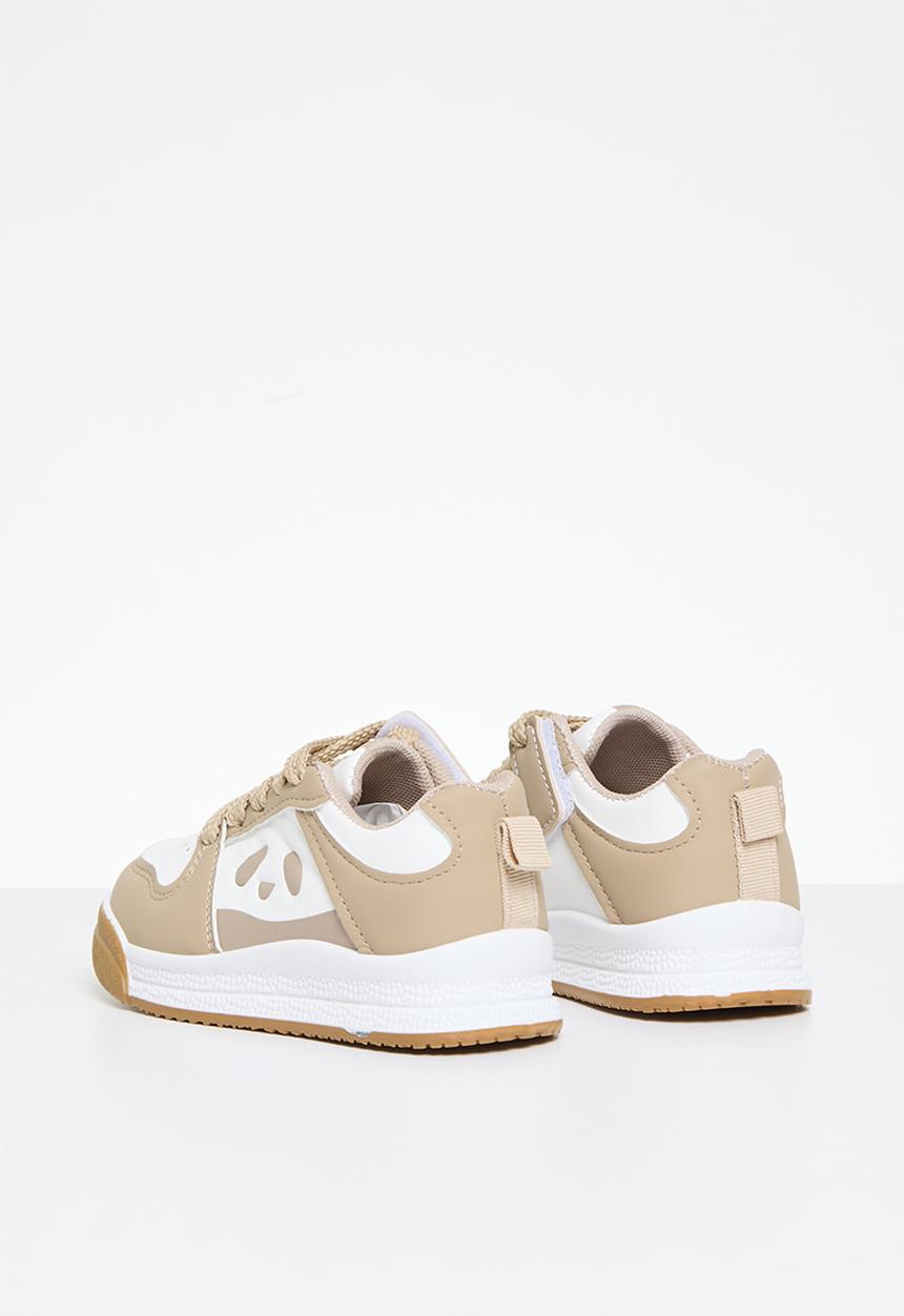 Pop Candy - Lace up sneakers - beige & white