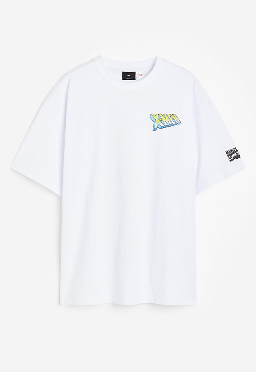 H&M - Oversized fit t-shirt - white, multi