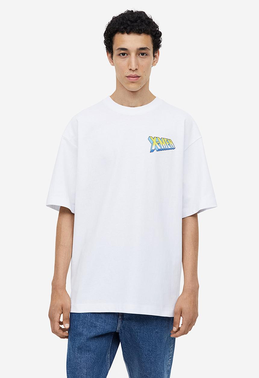 H&M - Oversized fit t-shirt - white, multi
