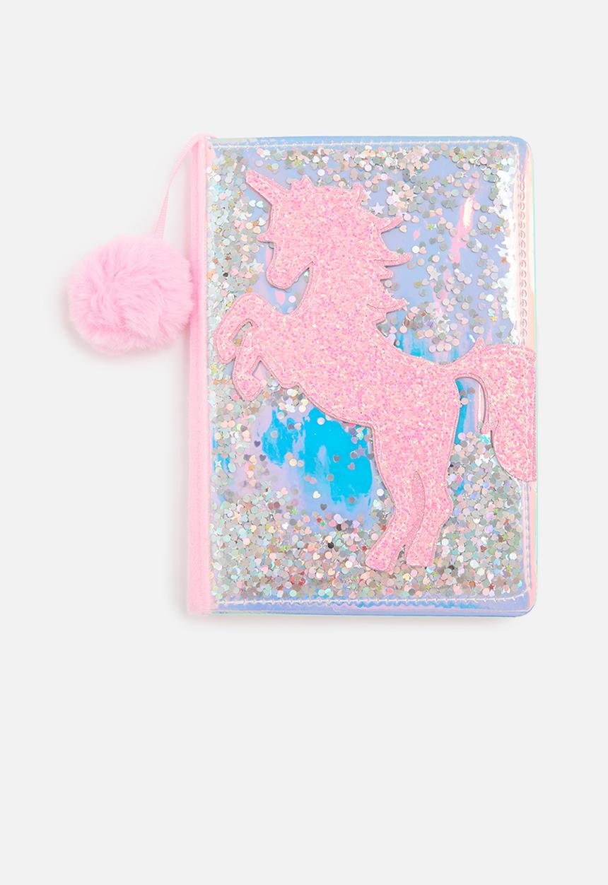 Pop Candy - Unicorn print journal - silver & pink
