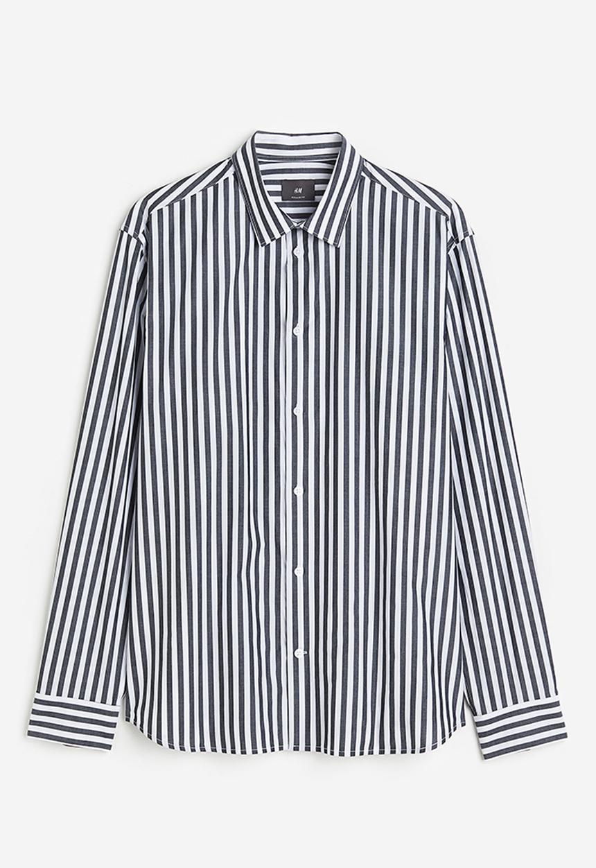 H&M - Regular fit poplin shirt - multi, grey