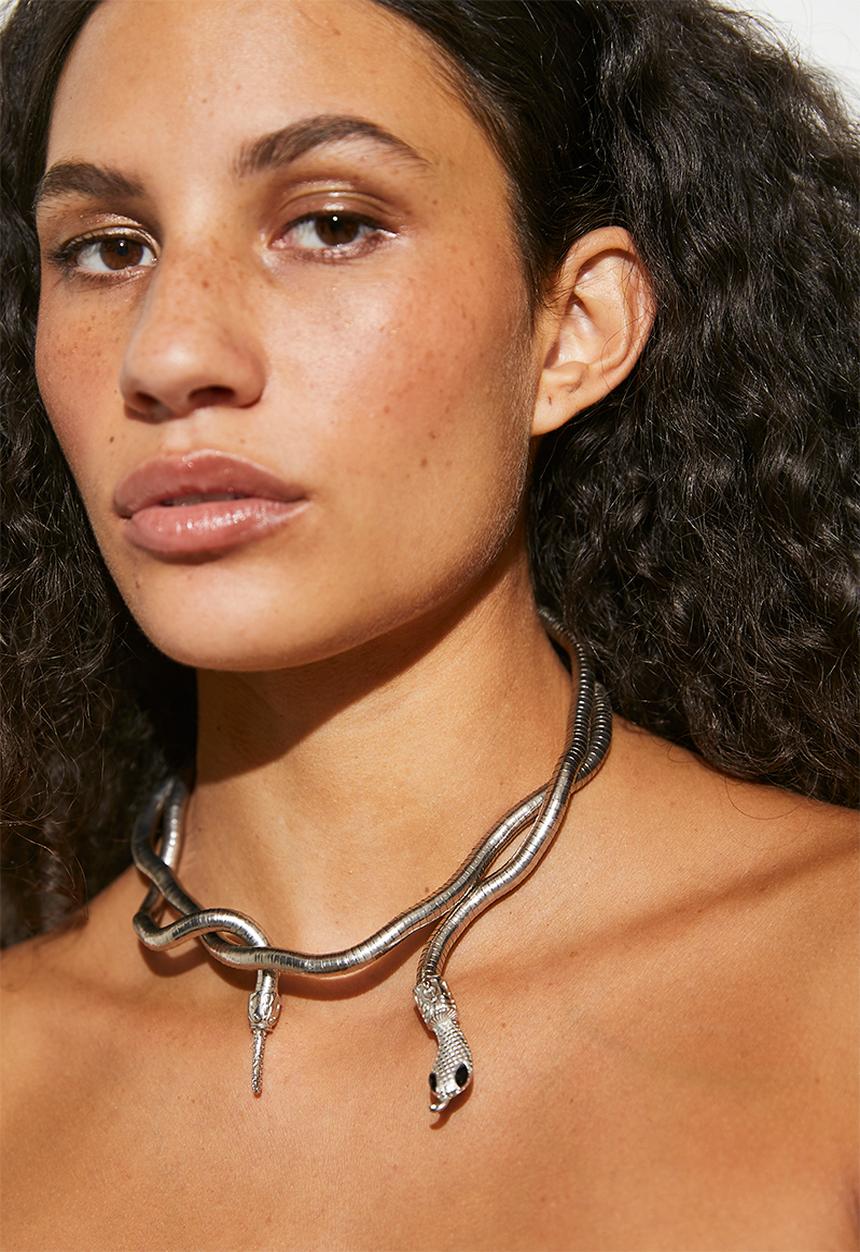 Superbalist - Snake choker necklace - silver