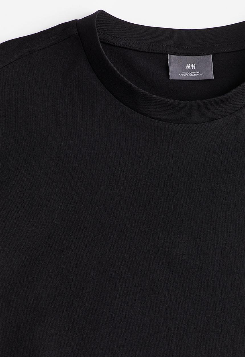 H&M - Long regular fit t-shirt - black