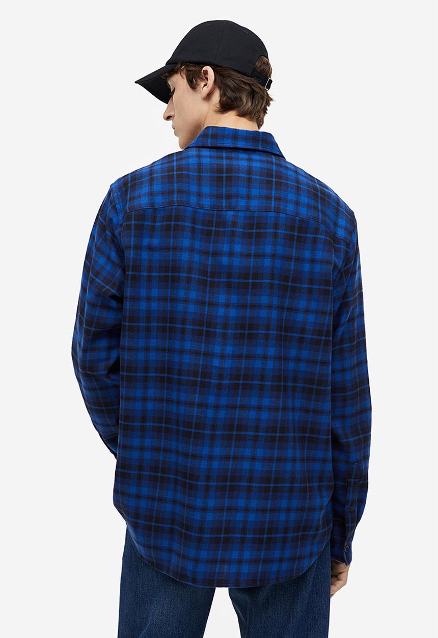 H&M - Regular fit flannel shirt - blue/checked