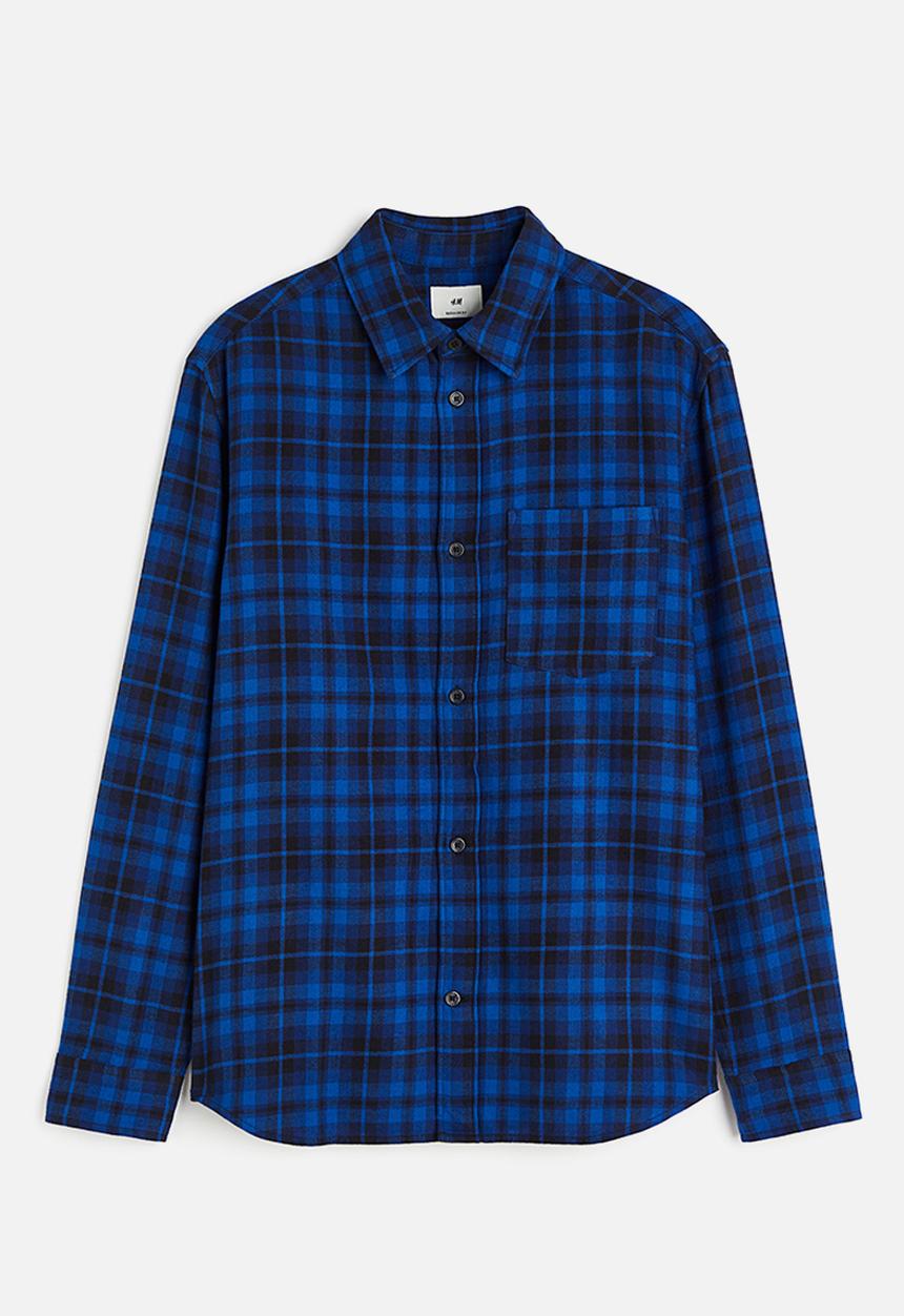 H&M - Regular fit flannel shirt - blue/checked