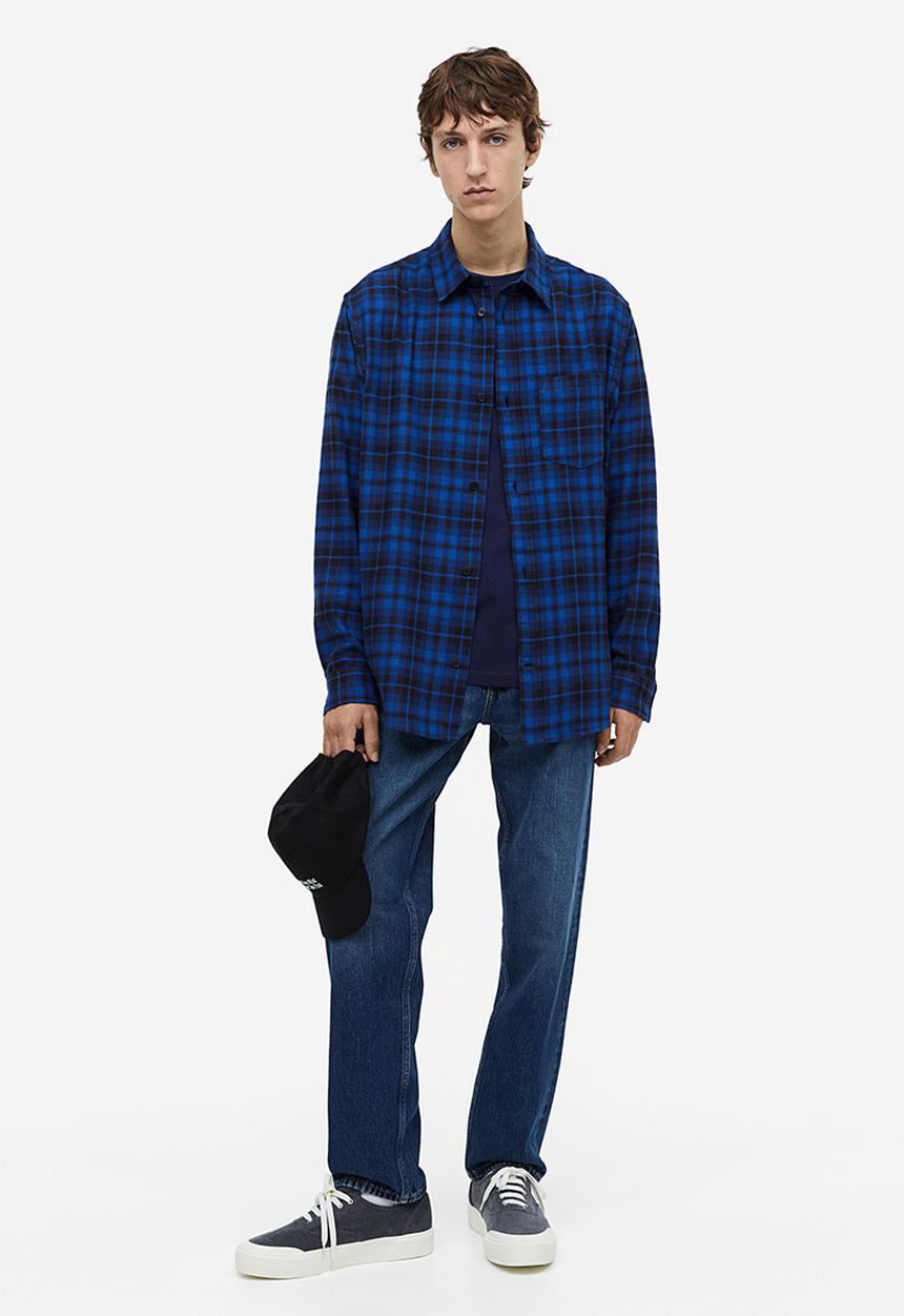 H&M - Regular fit flannel shirt - blue/checked
