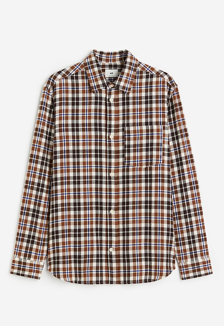 H&M - Regular fit flannel shirt - brown/checked