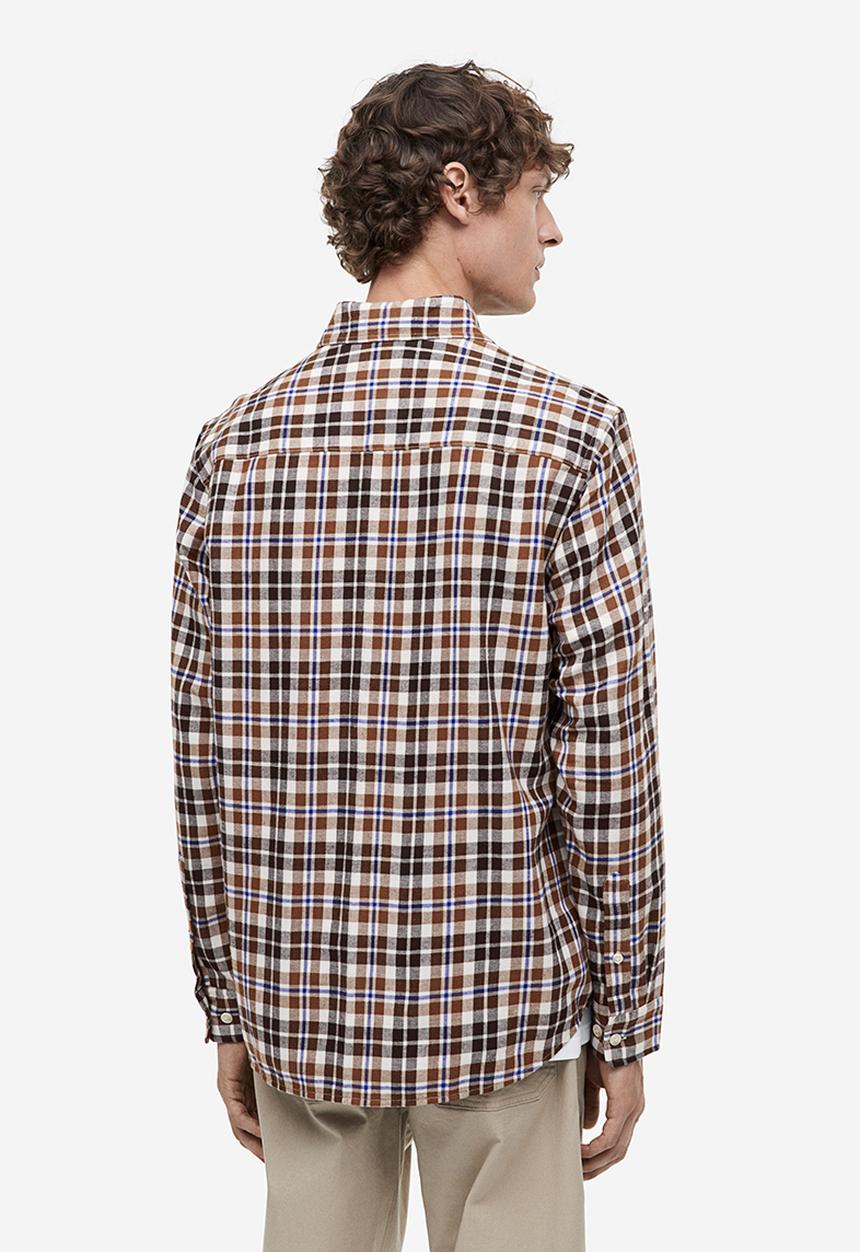 H&M - Regular fit flannel shirt - brown/checked
