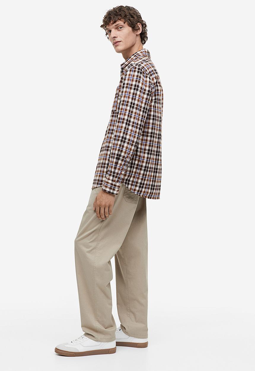 H&M - Regular fit flannel shirt - brown/checked