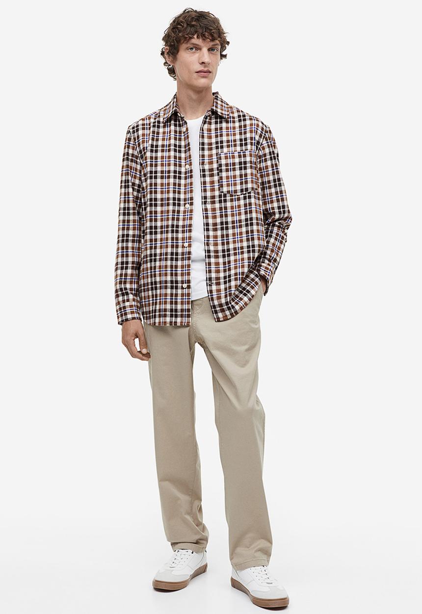 H&M - Regular fit flannel shirt - brown/checked