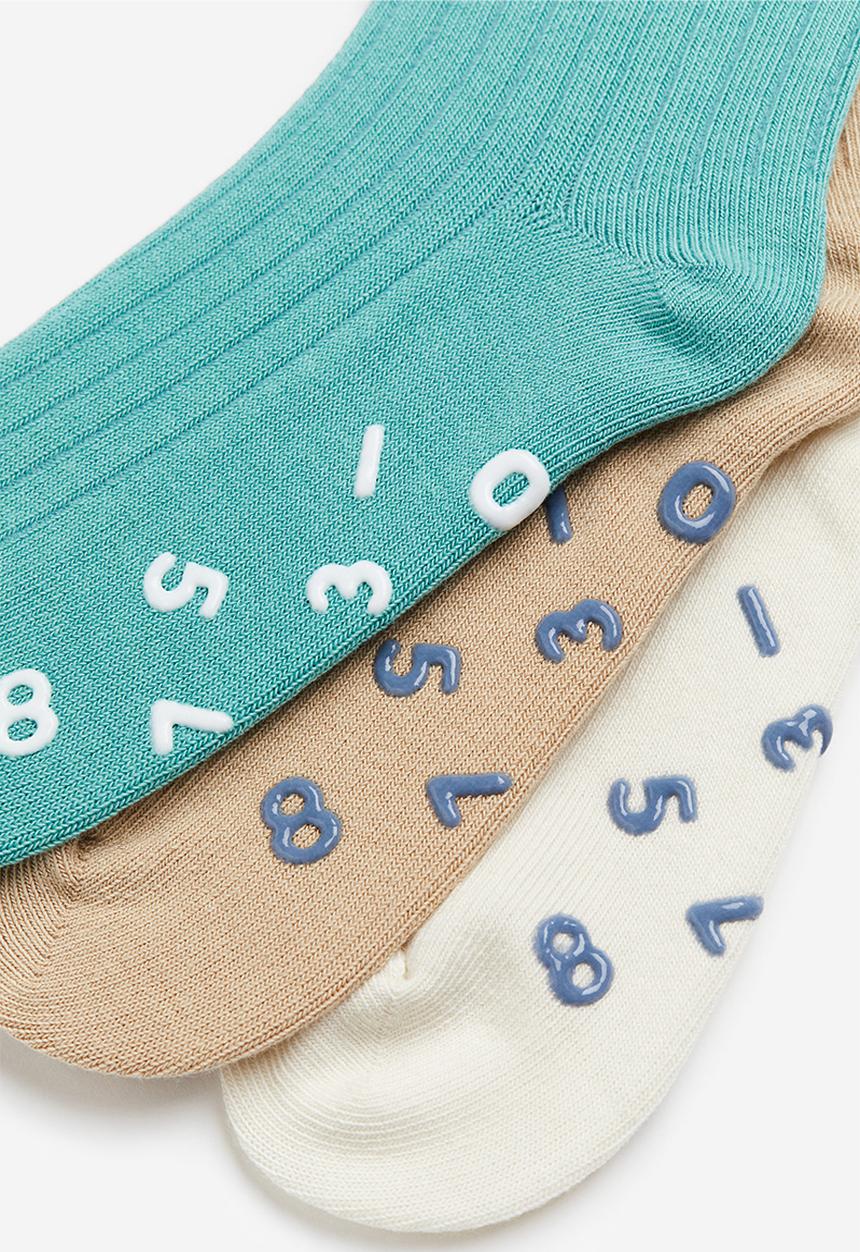 H&M - 5-pack anti-slip socks - blue,beige,white,turquoise