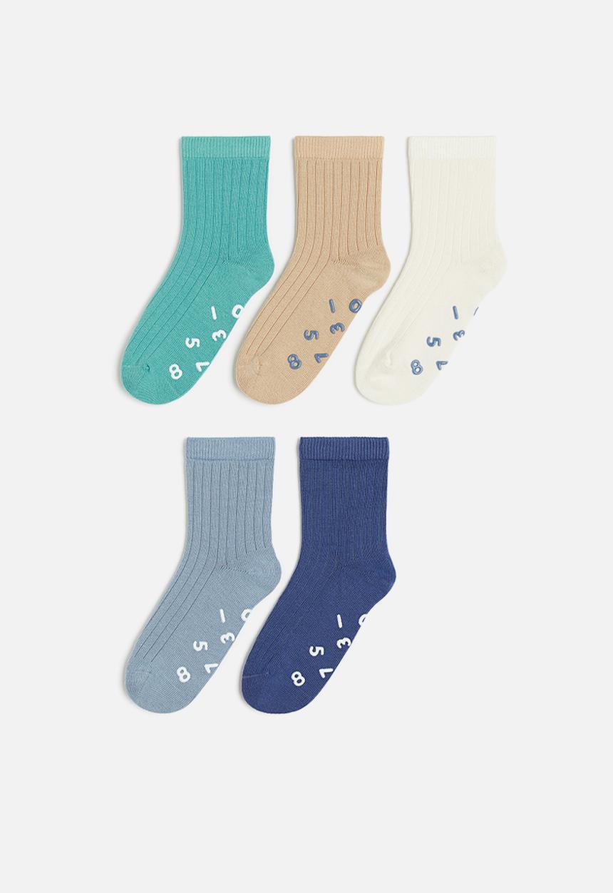 H&M - 5-pack anti-slip socks - blue,beige,white,turquoise