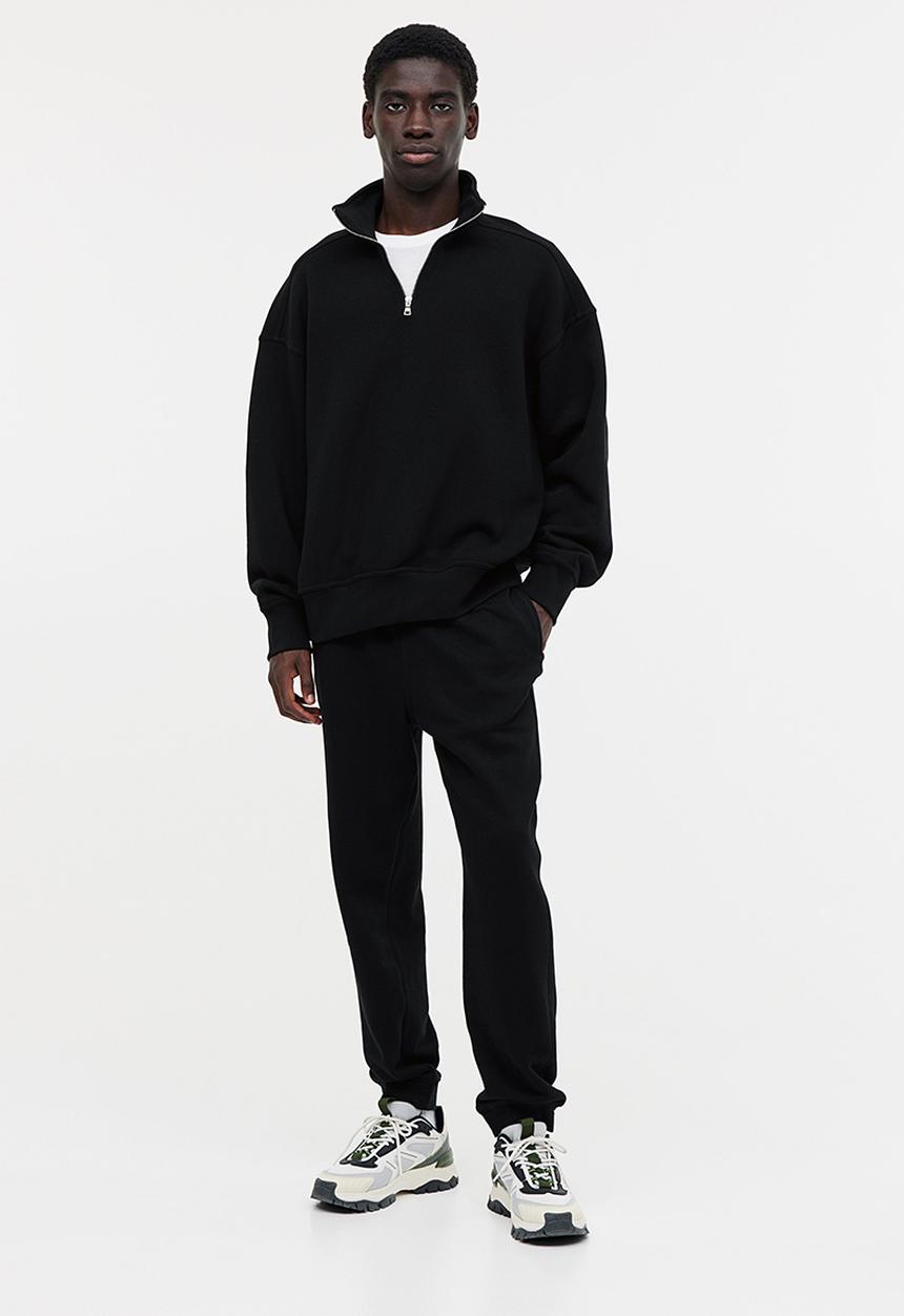 H&M - Oversized fit half-zip sweatshirt - black