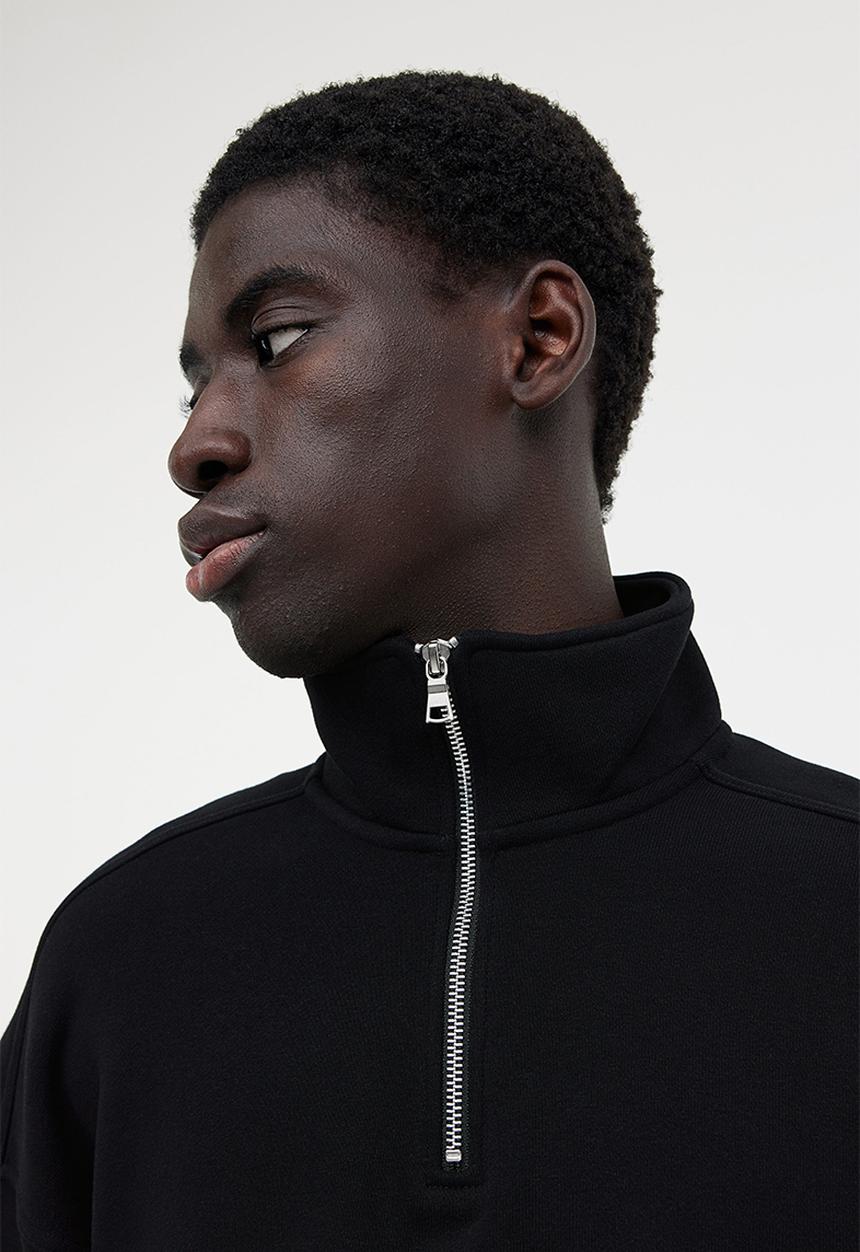 H&M - Oversized fit half-zip sweatshirt - black