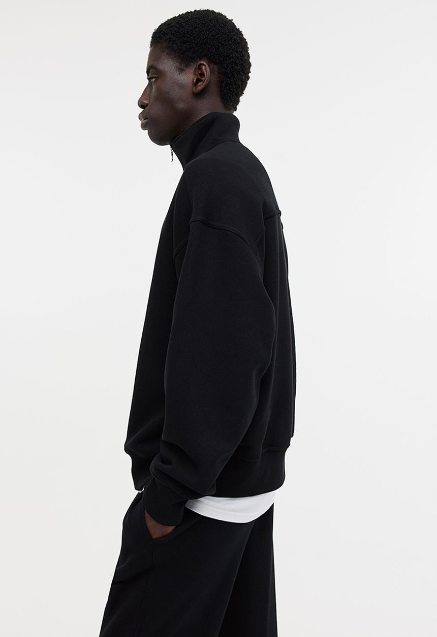 H&M - Oversized fit half-zip sweatshirt - black