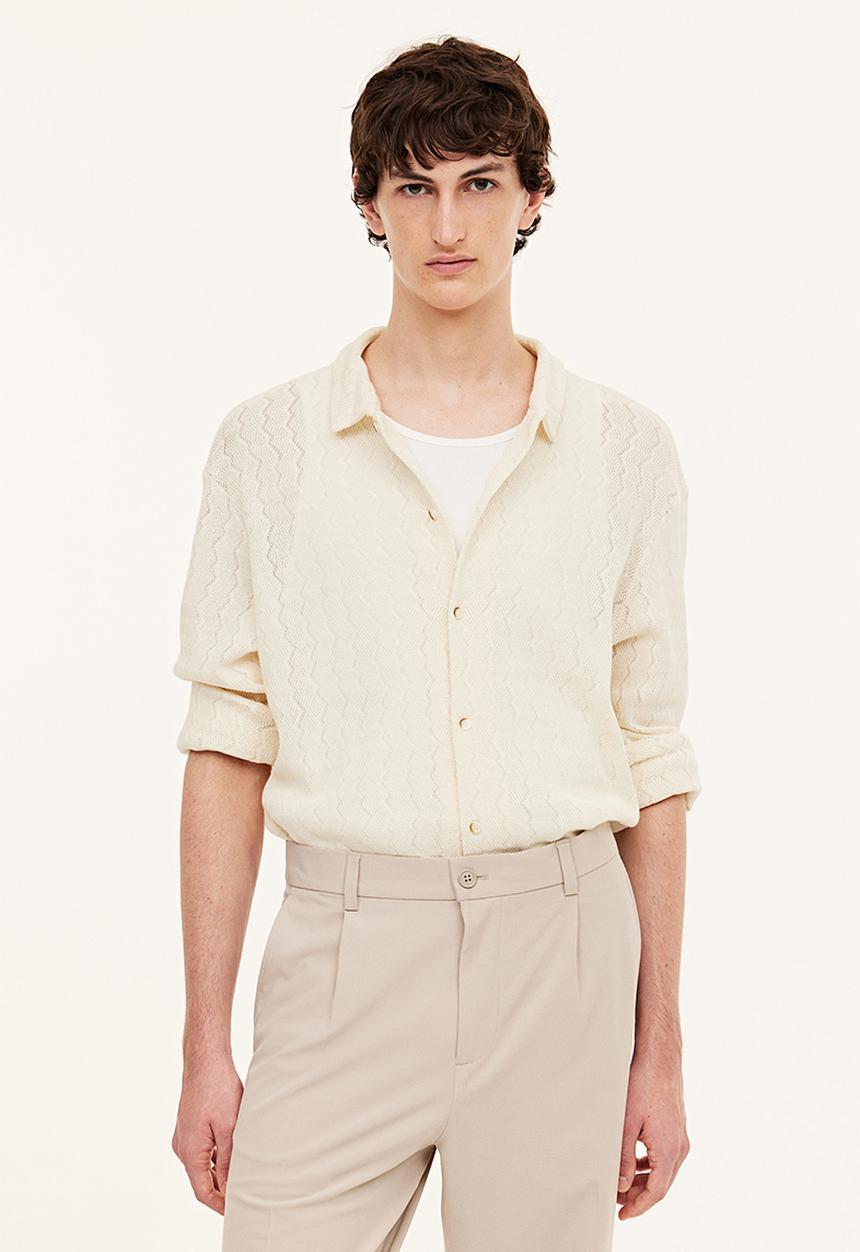 H&M - Regular fit crochet-look resort shirt - cream