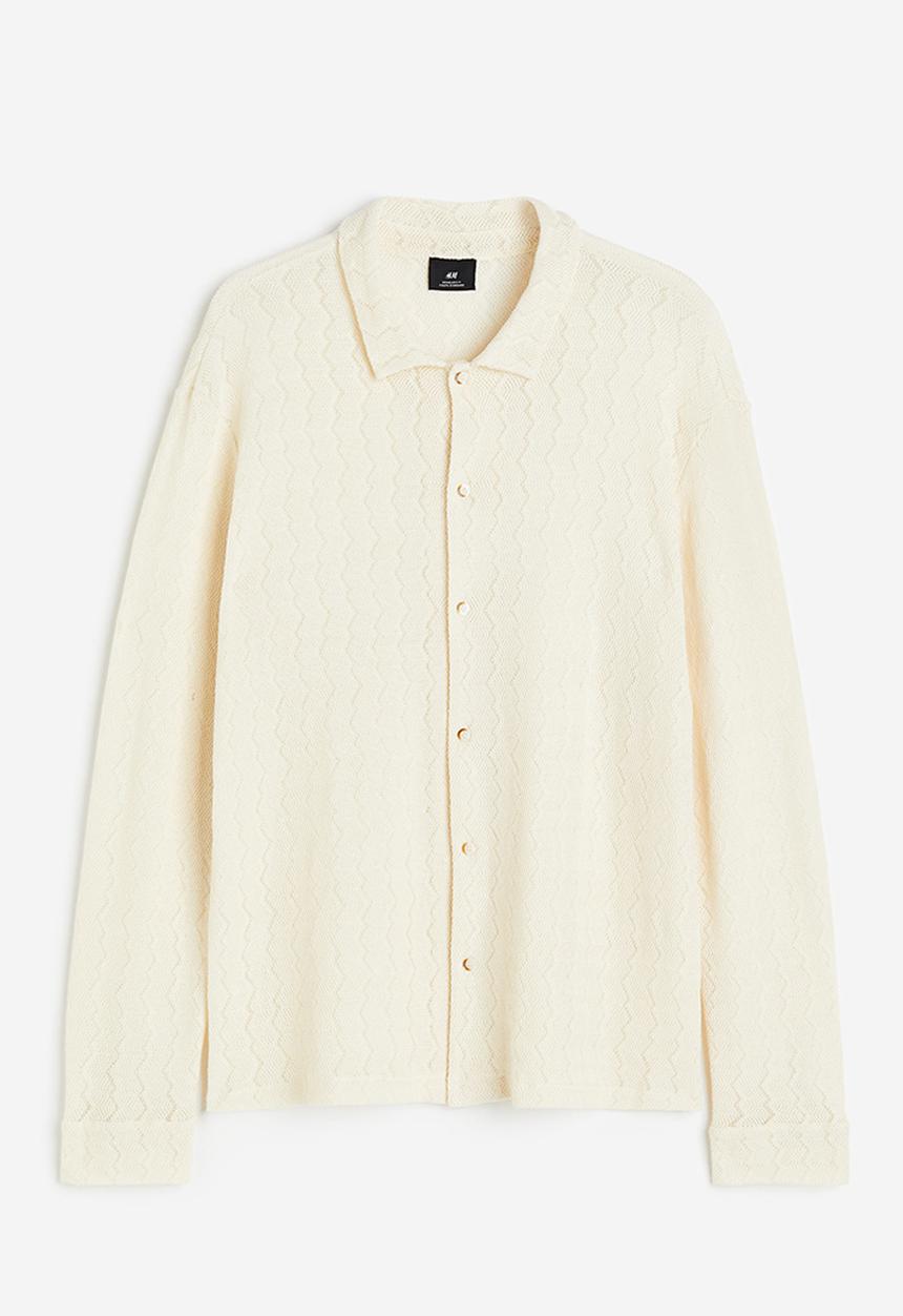 H&M - Regular fit crochet-look resort shirt - cream