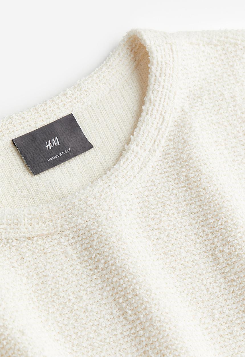 H&M - Relaxed fit textured long-sleeved top - cream