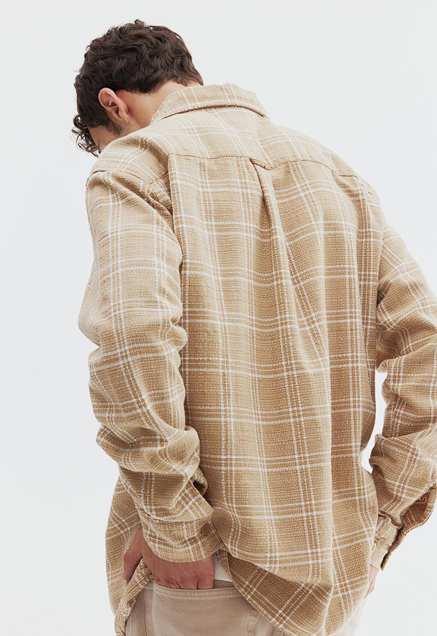 H&M - Regular fit overshirt - beige/checked