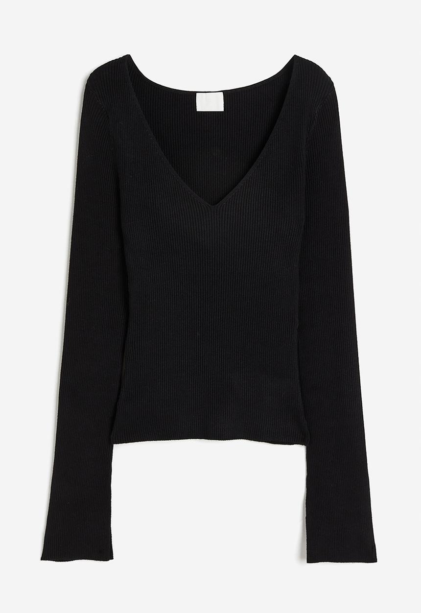 H&M - Rib-knit top - black
