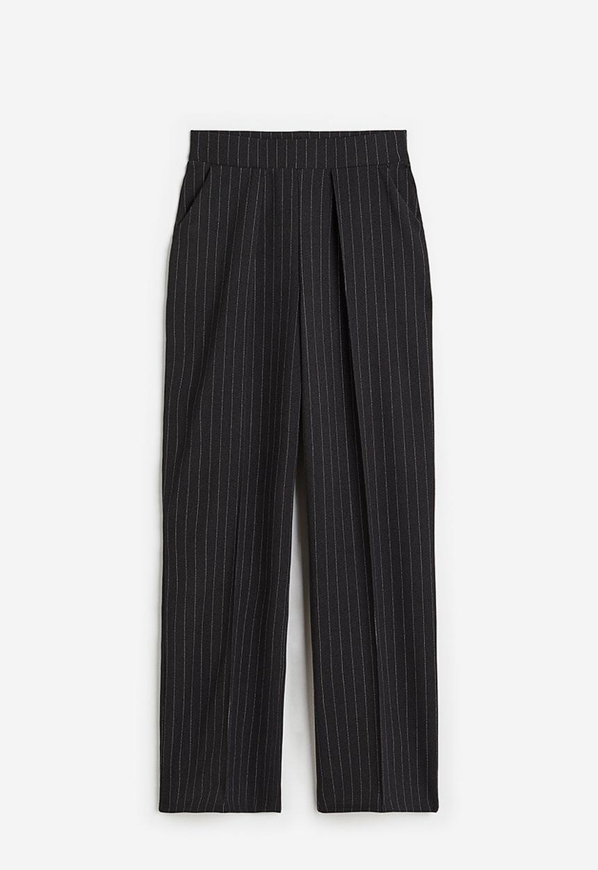 H&M - High-waisted tailored trousers - black, grey, multi