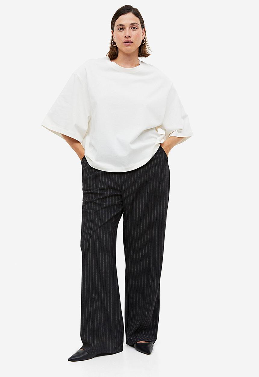 H&M - High-waisted tailored trousers - black, grey, multi