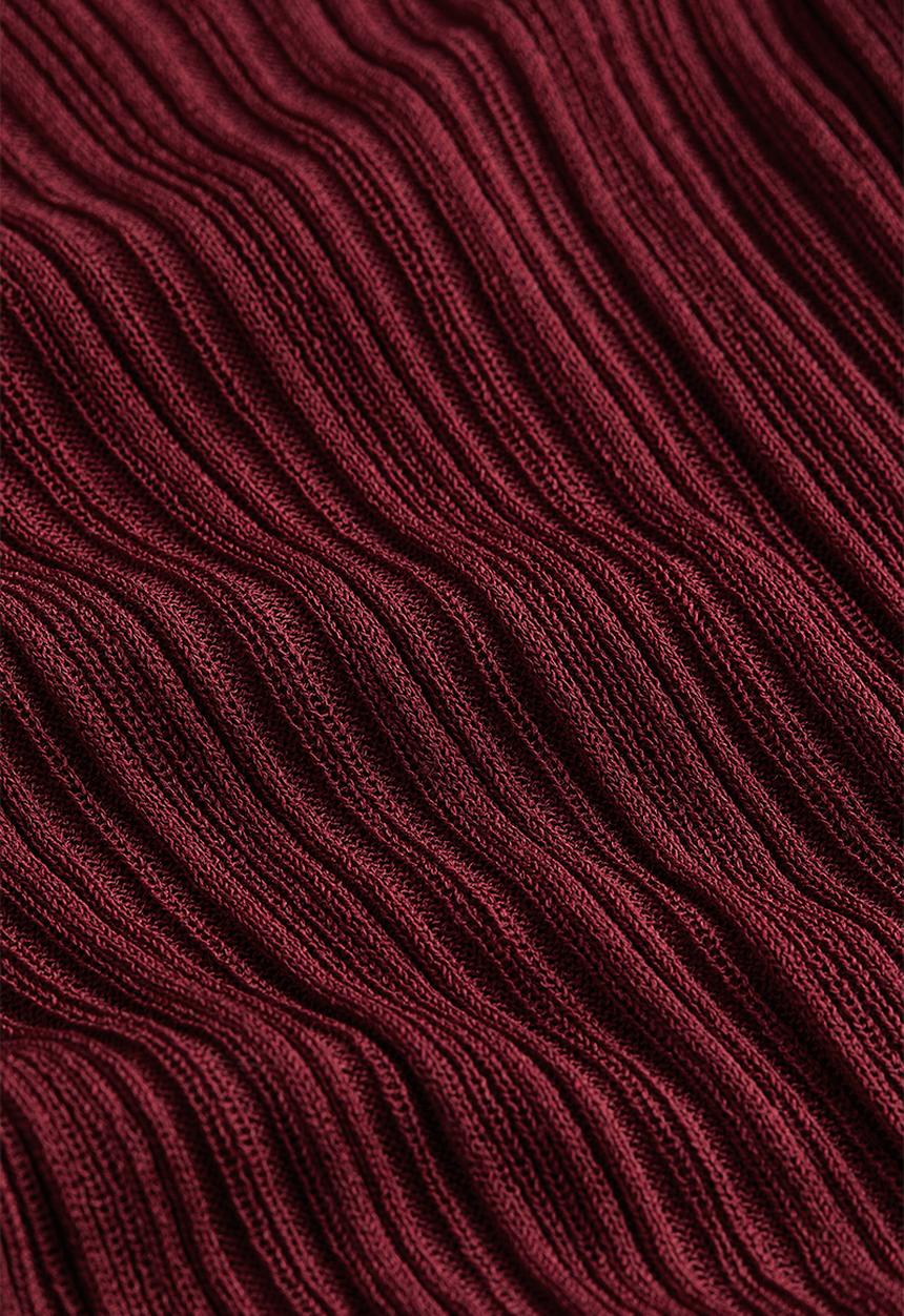 H&M - Rib-knit turtleneck top - dark red