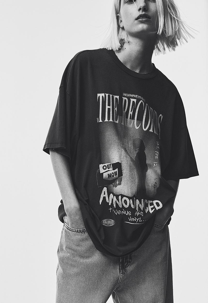 H&M - Oversized printed t-shirt - grey, multi