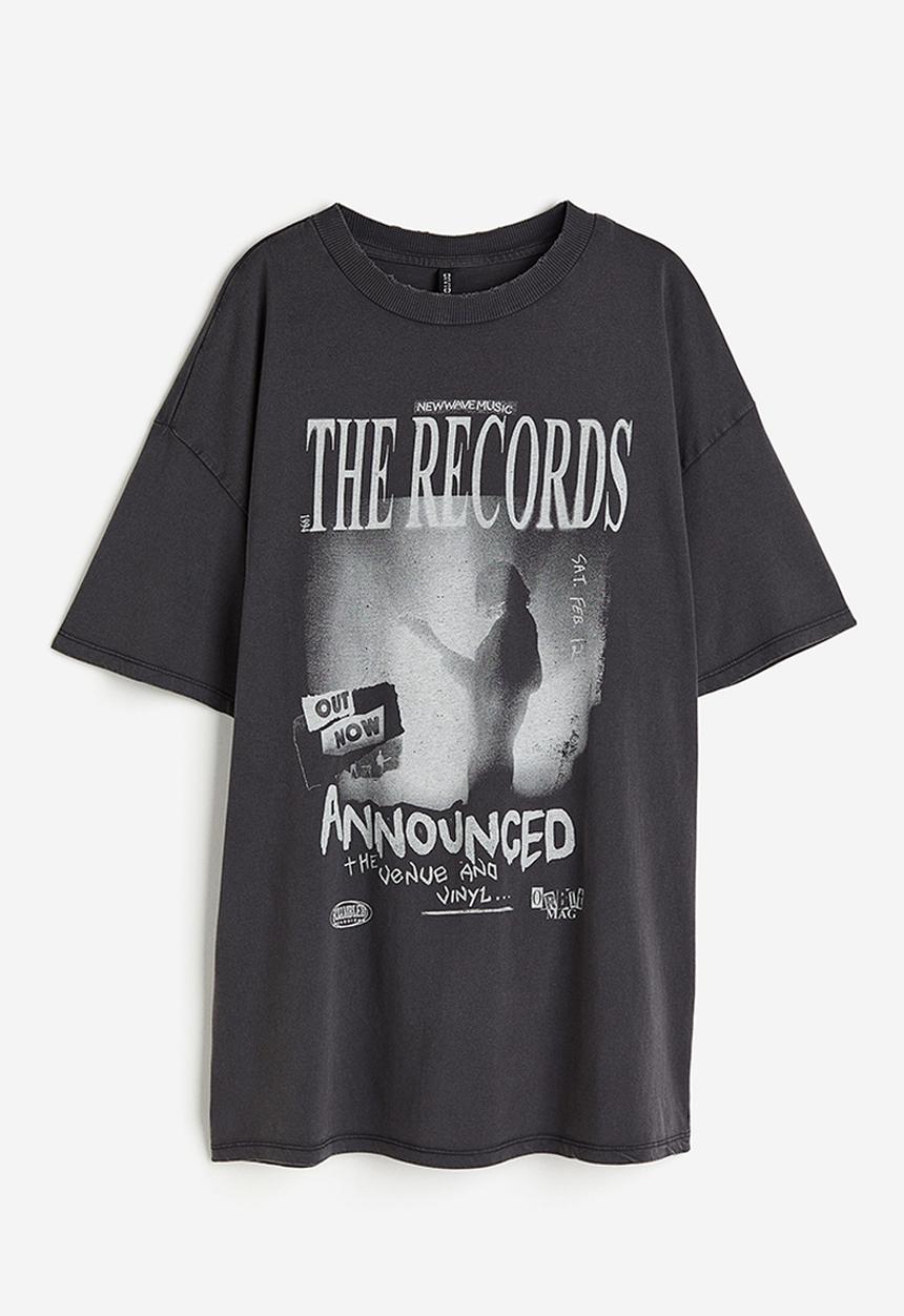 H&M - Oversized printed t-shirt - grey, multi