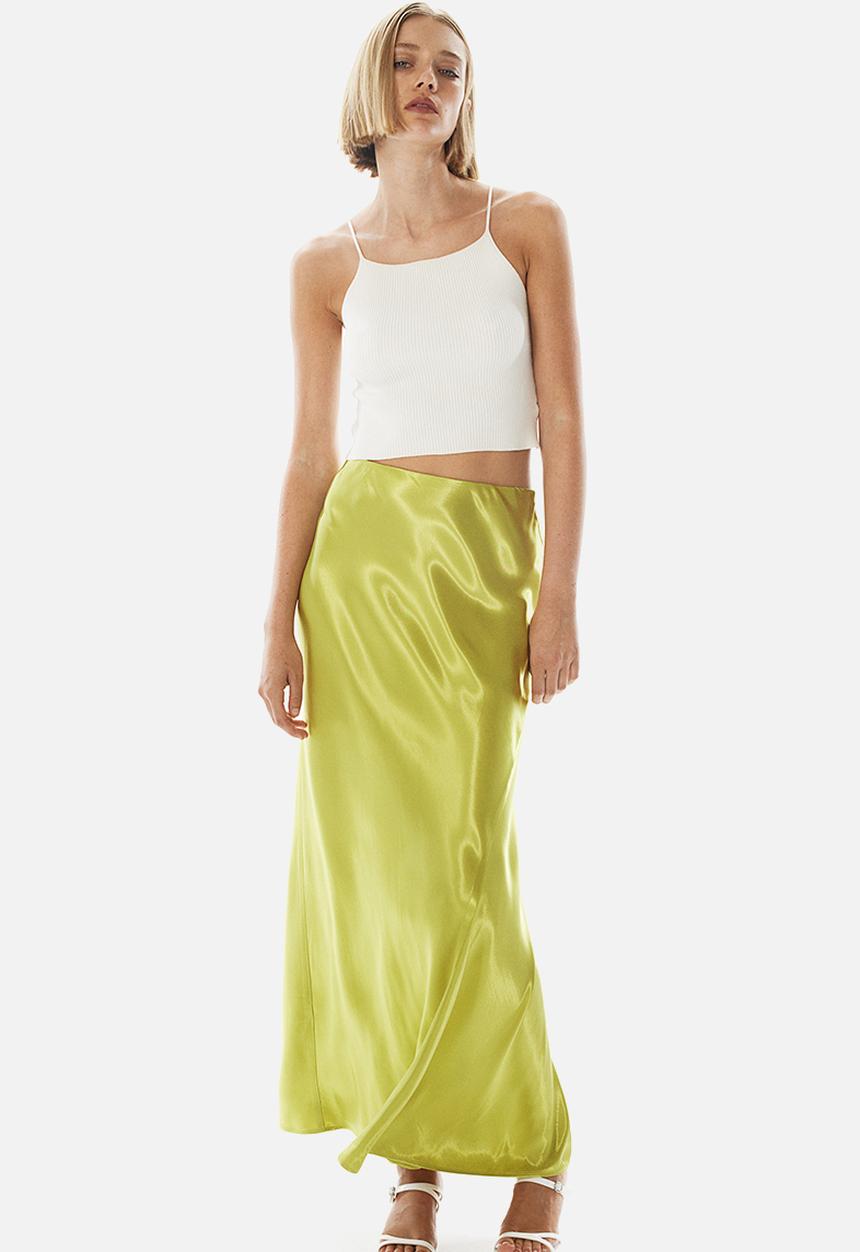 H&M - Satin maxi skirt - green