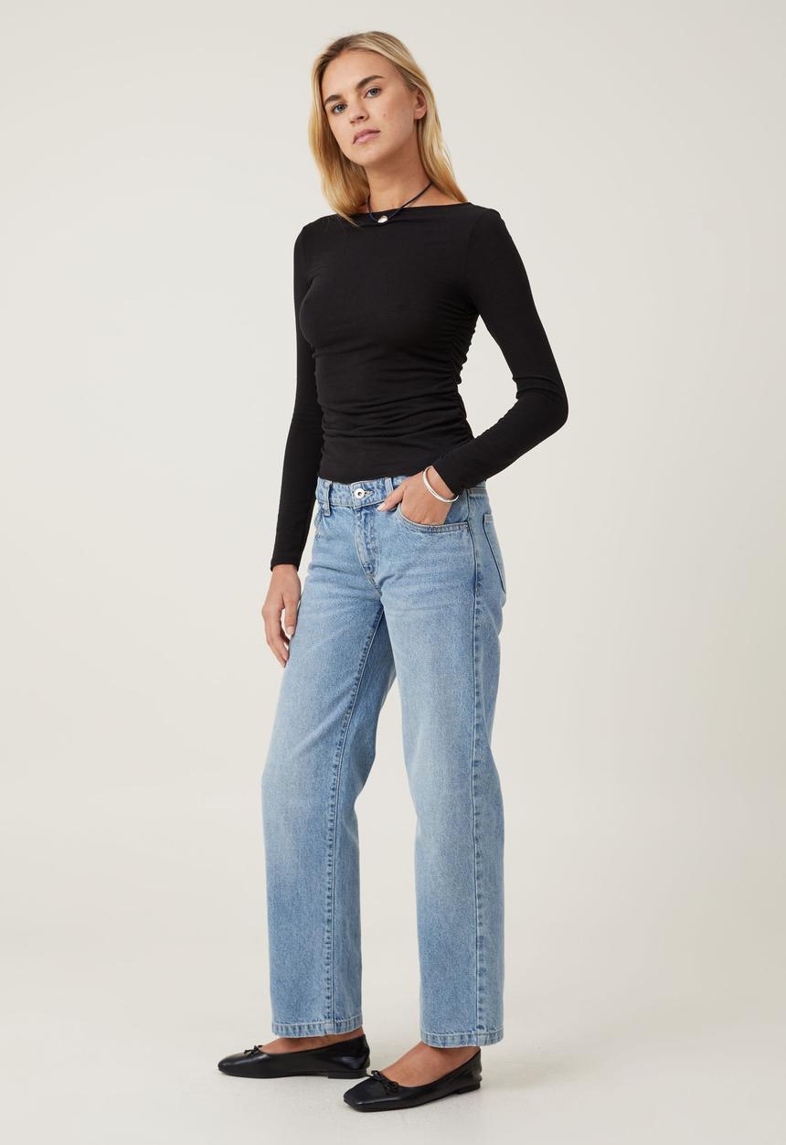 Cotton On - Hazel Boat Neck Long Sleeve Top - Black
