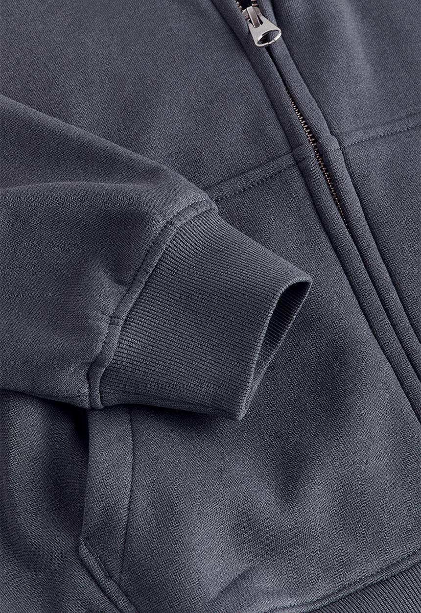 H&M - Embroidered zip-through hoodie - grey