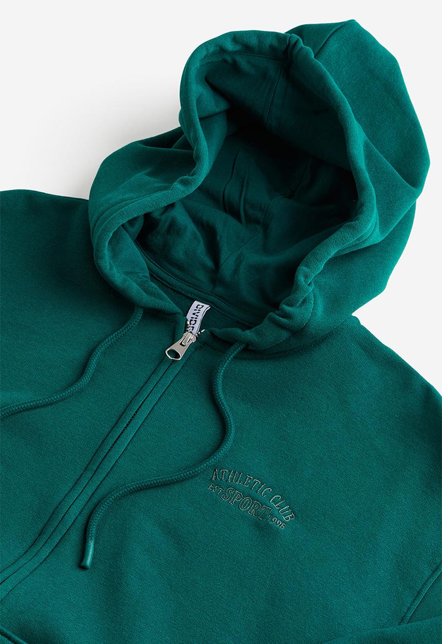 H&M - Embroidered zip-through hoodie - green