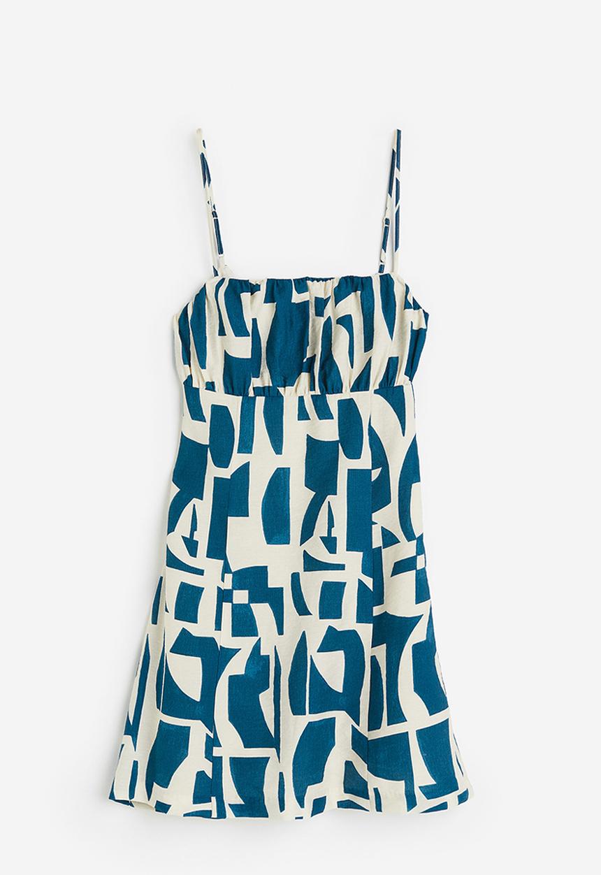 H&M - Open-back mini dress - blue, multi