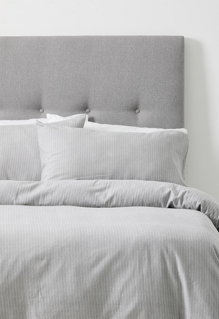 Sixth Floor - Herringbone Brushed Cotton Winter Duvet Set - Grey
