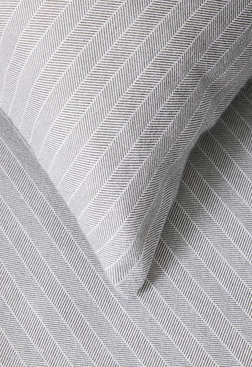 Sixth Floor - Herringbone Brushed Cotton Winter Duvet Set - Grey