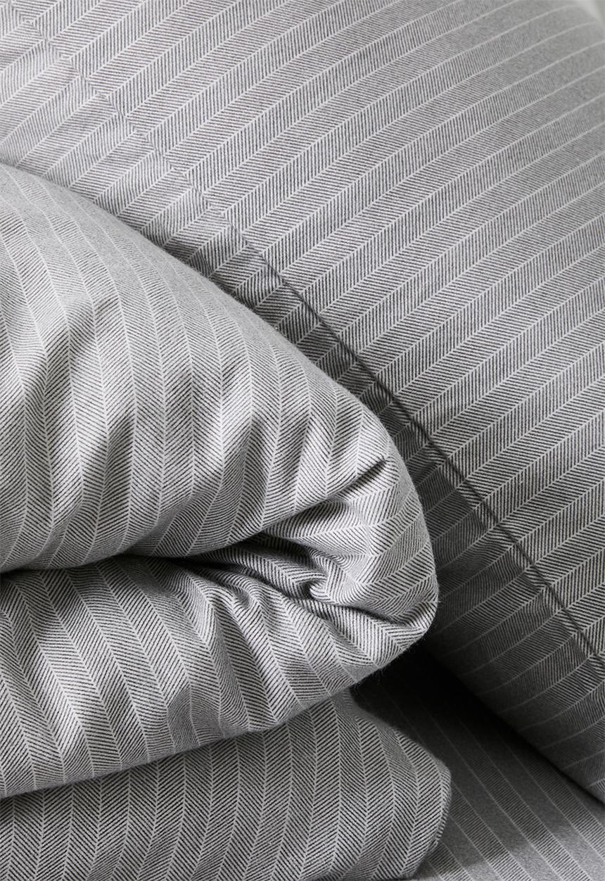 Sixth Floor - Herringbone Brushed Cotton Winter Duvet Set - Grey