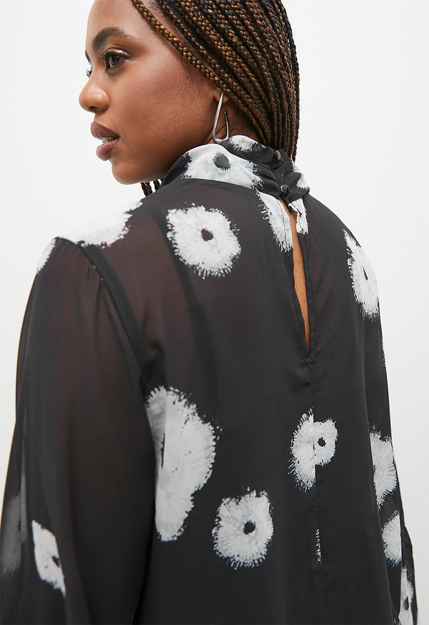 Superbalist - Draped printed high neck blouse - scattered floral