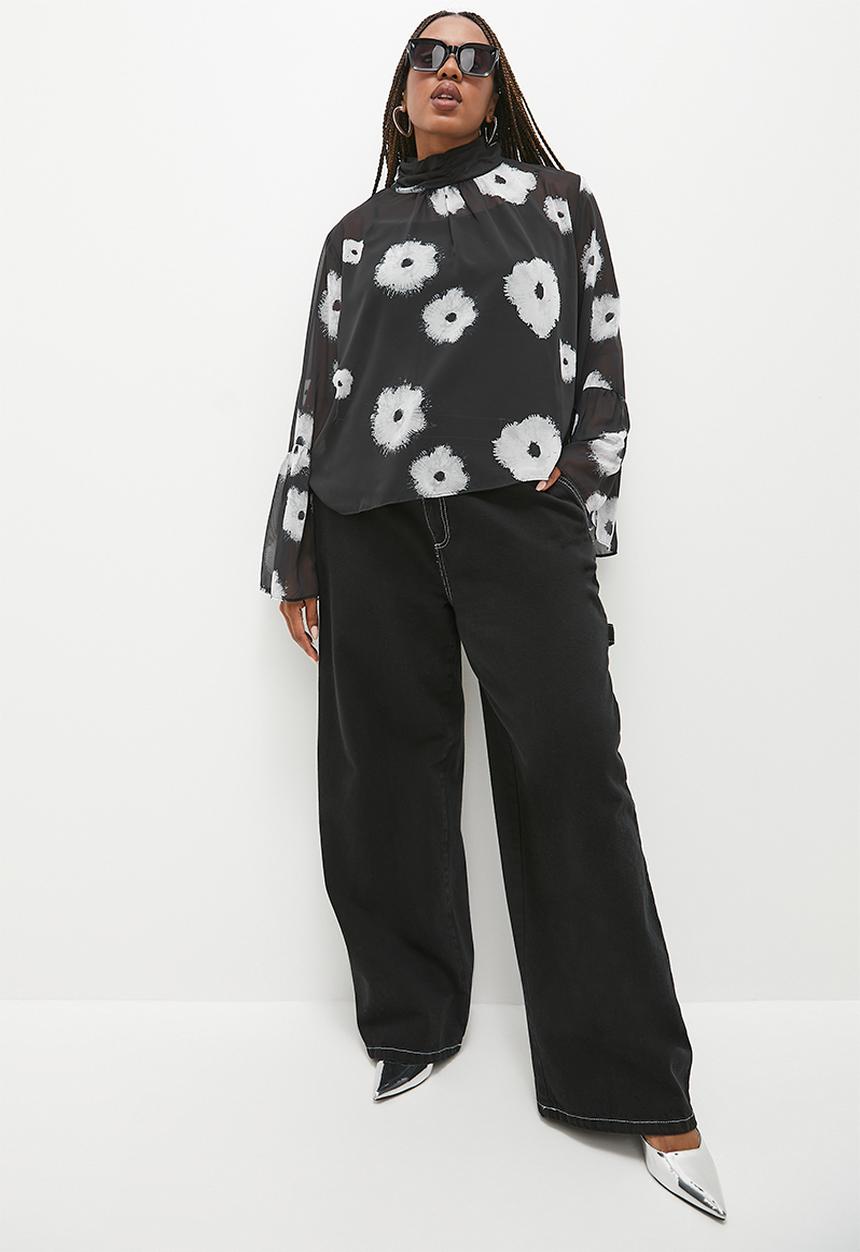 Superbalist - Draped printed high neck blouse - scattered floral