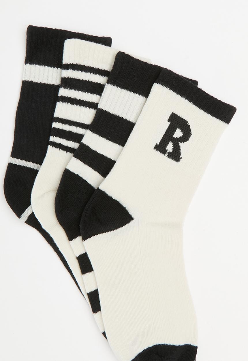 Pop Candy - Striped socks - white & black