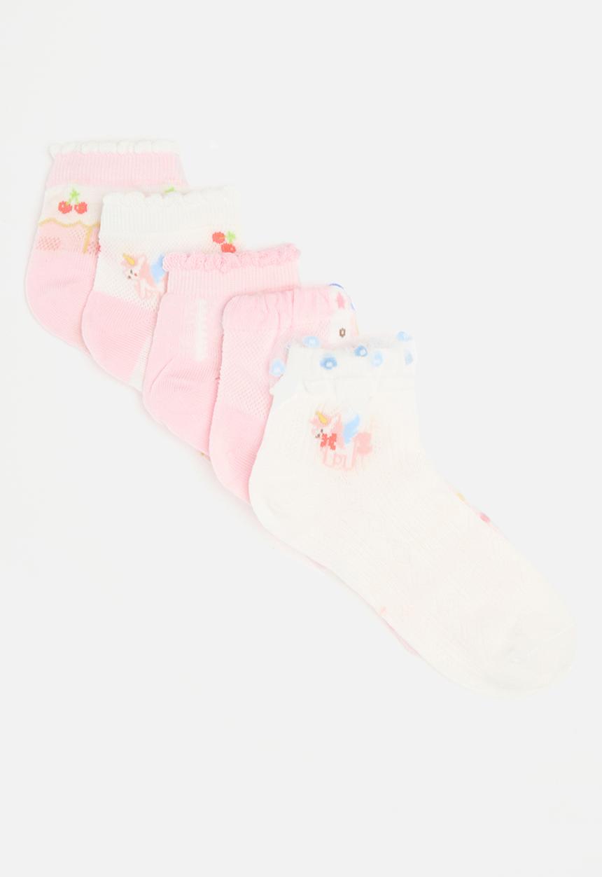 Pop Candy - 5 Pack sock - pink & white