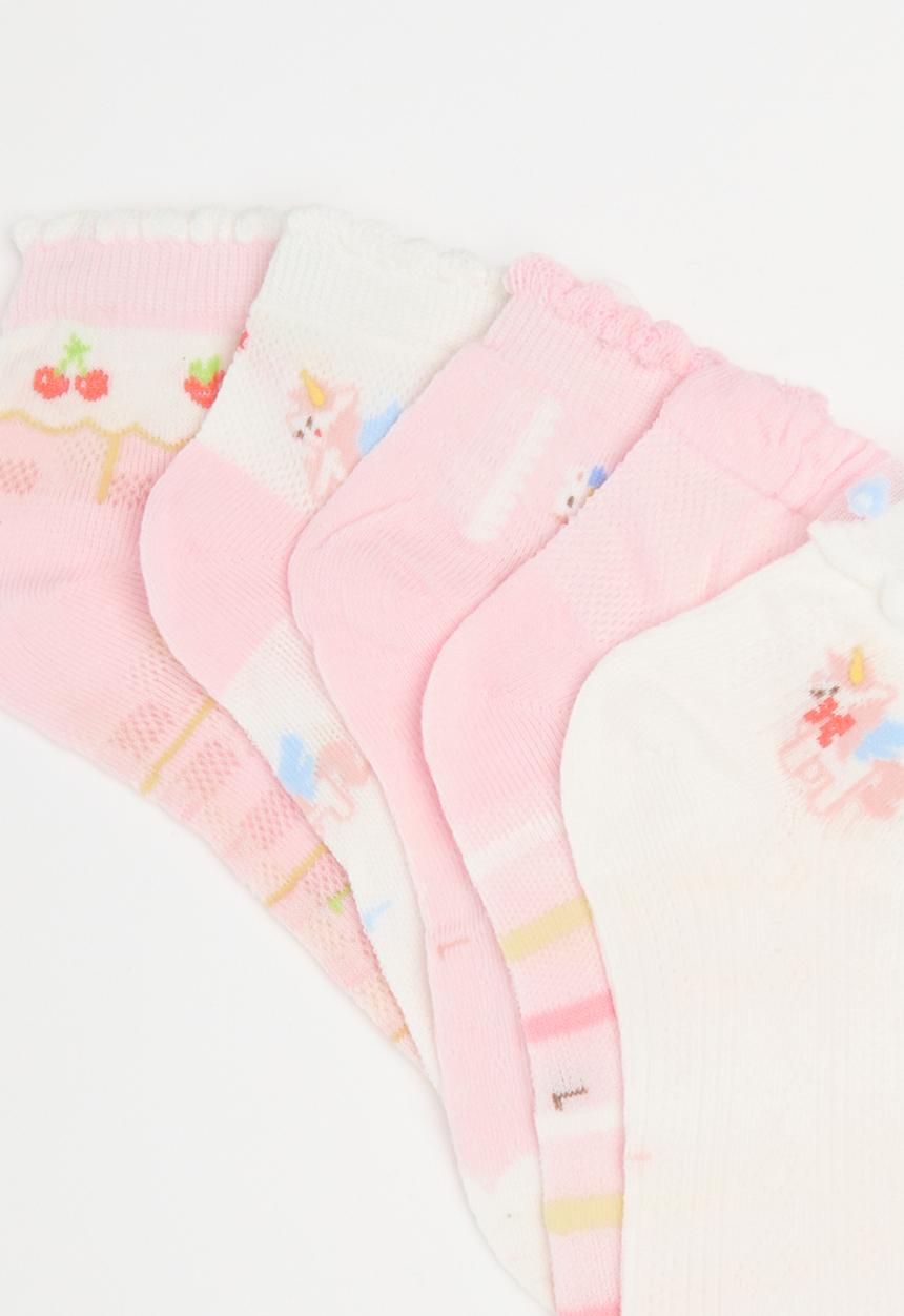 Pop Candy - 5 Pack sock - pink & white