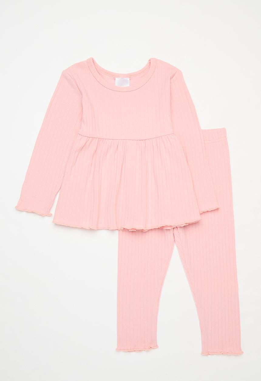 Pop Candy - Rib top and pants set - pink