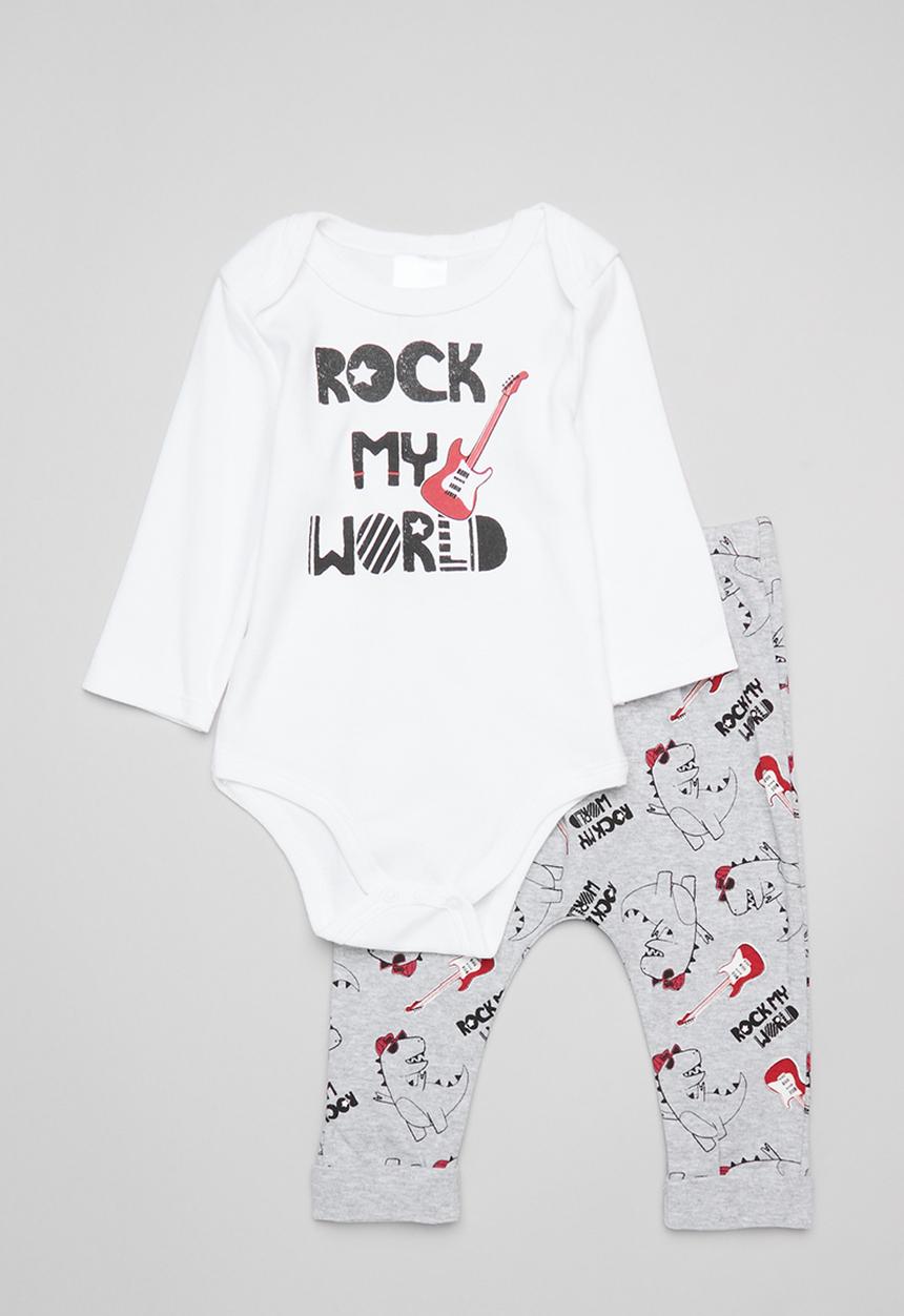 Pop Candy - Bodyvest and legging set - white & grey 